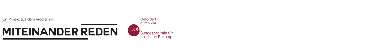 Logo des Programms Miteinander Reden, gefördert durch die Bundeszentrale für politische Bildung